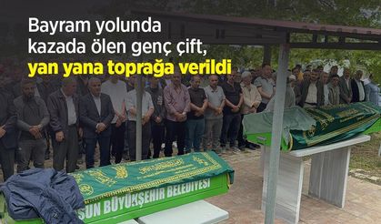 Bayram yolunda kazada ölen genç çift, yan yana toprağa verildi