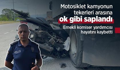 Motosiklet kamyonun tekerleri arasına ok gibi saplandı: Emekli komiser yardımcısı hayatını kaybetti