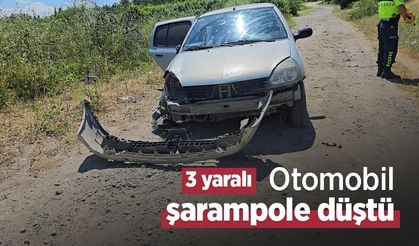 Otomobil şarampole düştü: 3 yaralı