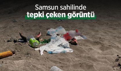 Samsun sahilinde tepki çeken görüntü
