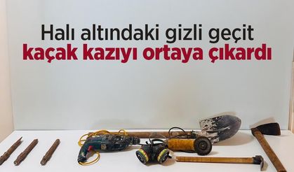Halı altındaki gizli geçit kaçak kazıyı ortaya çıkardı