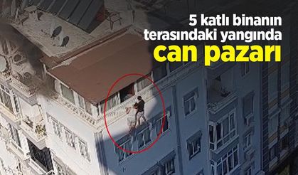 5 katlı binanın terasındaki yangında can pazarı