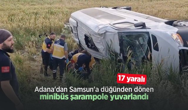 Adana'dan Samsun'a düğünden dönen minibüs şarampole yuvarlandı: 17 yaralı