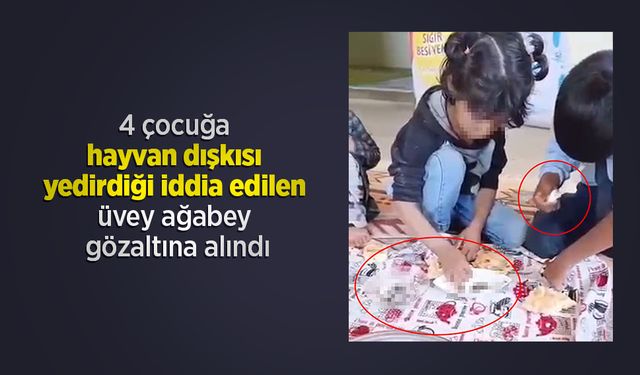 4 çocuğa hayvan dışkısı yedirdiği iddia edilen üvey ağabey gözaltına alındı