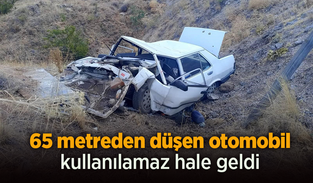 65 metreden düşen otomobil kullanılamaz hale geldi.