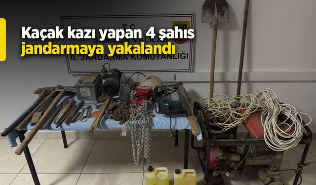 Kaçak kazı yapan 4 şahıs jandarmaya yakalandı