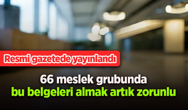 66 meslek grubunda bu belgeleri almak artık zorunlu