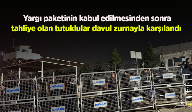 Yargı paketinin kabul edilmesinden sonra tahliye olan tutuklular davul zurnayla karşılandı