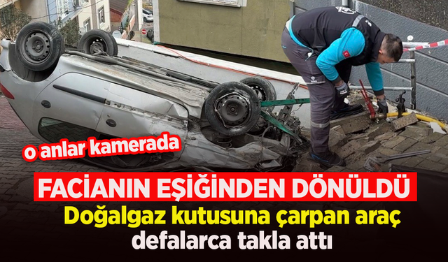 Doğalgaz kutusuna çarpan araç defalarca takla attı.