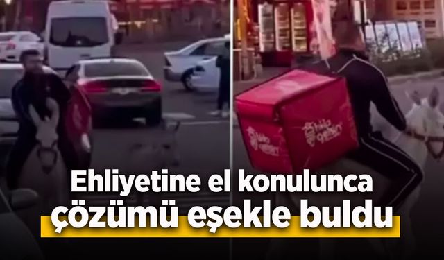 Ehliyetine el konulunca çözümü eşekle buldu