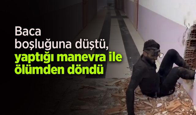 Baca boşluğuna düştü, yaptığı manevra ile ölümden döndü