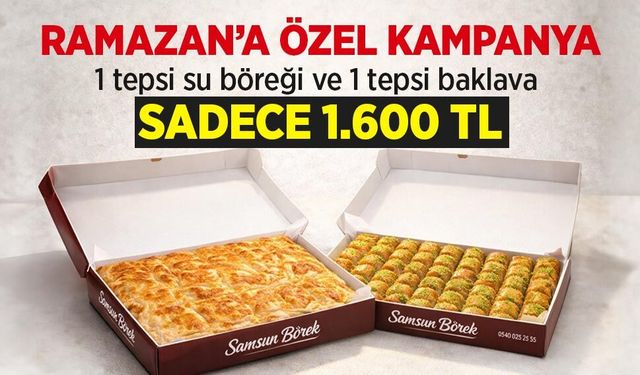 1 tepsi su böreği ve 1 tepsi baklava sadece 1.600 TL