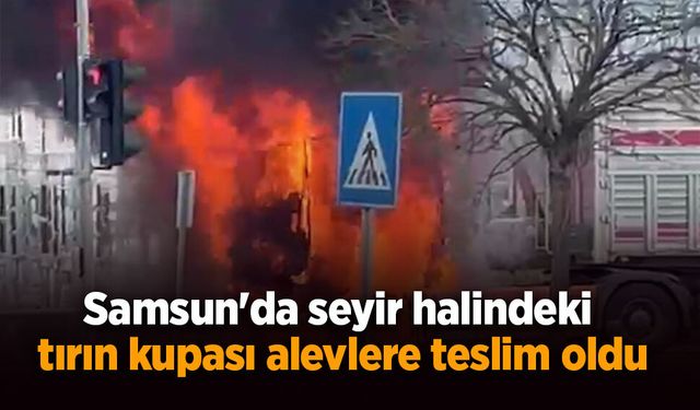 Samsun'da seyir halindeki tırın kupası alevlere teslim oldu