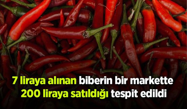 7 liraya alınan biberin bir markette  200 liraya satıldığı tespit edildi