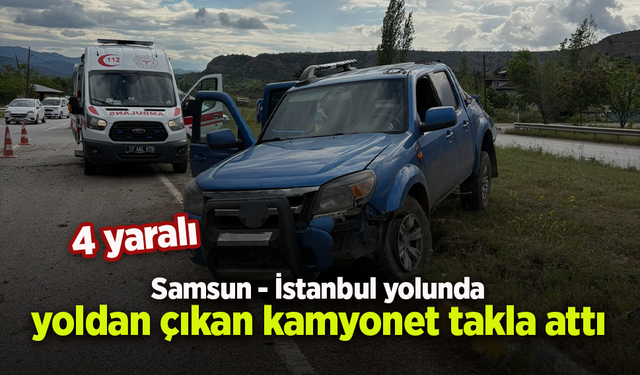 Samsun - İstanbul yolunda yoldan çıkan kamyonet takla attı