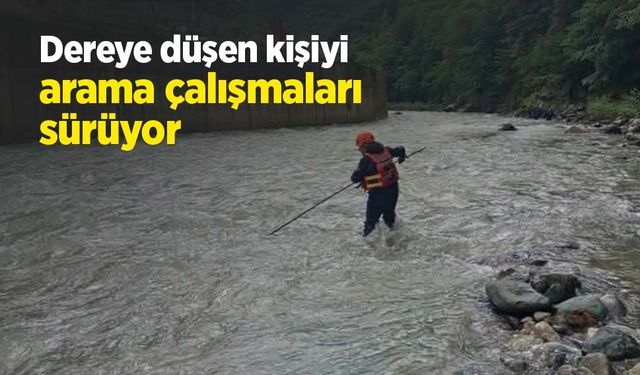 Dereye düşen kişiyi arama çalışmaları sürüyor