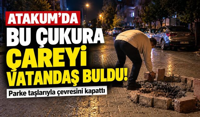 Samsun’da yoldaki çukura vatandaş usulü önlem! Parke taşlarıyla çevresini kapattı