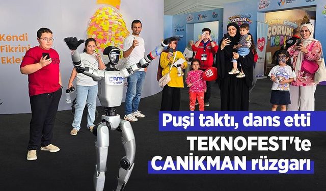 TEKNOFEST'te CANİKMAN rüzgarı: Puşi taktı, dans etti