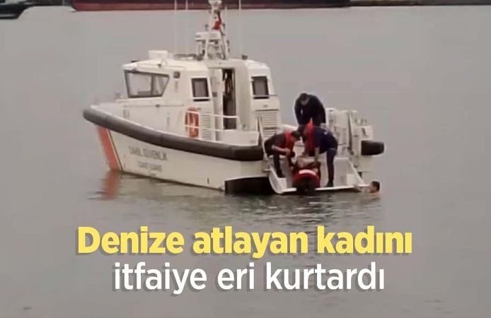 Denize atlayan kadını itfaiye eri kurtardı