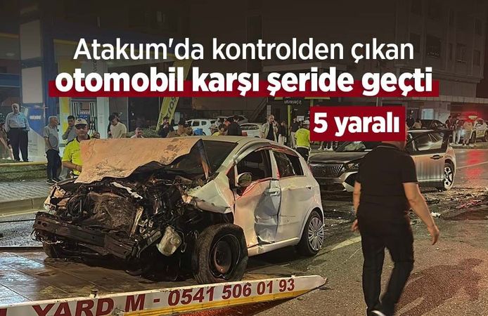 Atakum'da kontrolden çıkan otomobil karşı şeride geçti: 5 yaralı