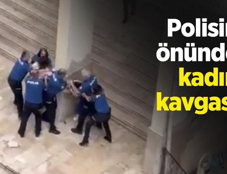 Polisin önünde kadın kavgası