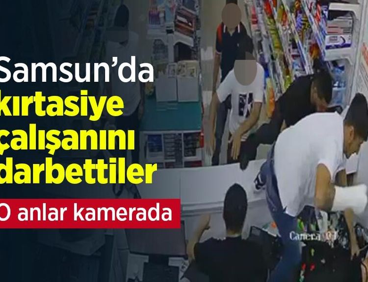 Kırtasiye çalışanını darbettiler; o anlar kamerada