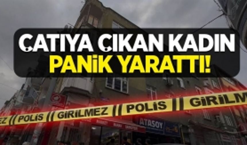 Çatıya çıkan kadın panik yarattı!