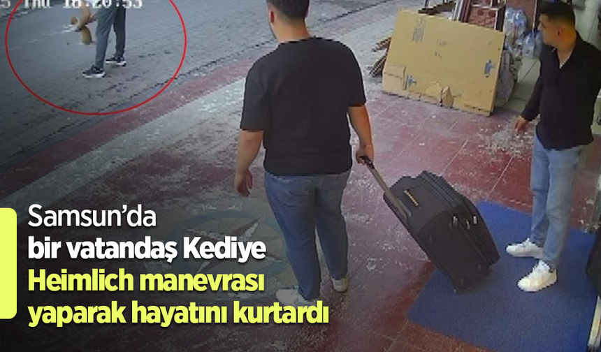 Samsun’da bir vatandaş Kediye Heimlich manevrası yaparak hayatını kurtardı