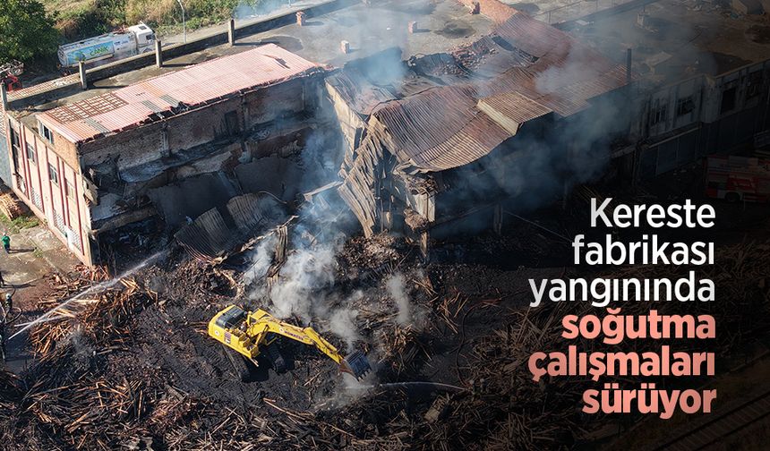 Kereste fabrikası yangınında soğutma çalışmaları sürüyor