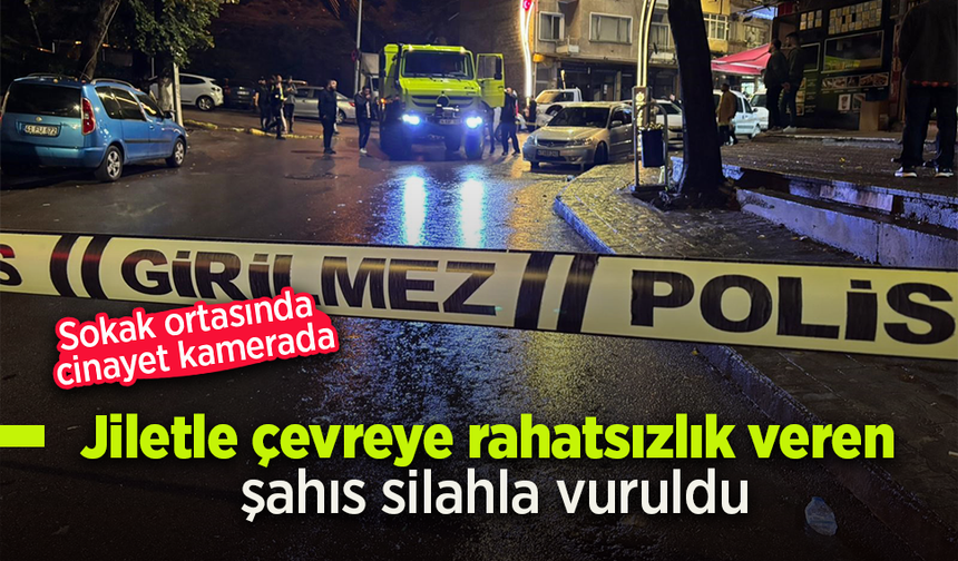 Sokak ortasında cinayet kamerada: Jiletle çevreye rahatsızlık veren şahıs silahla vuruldu.