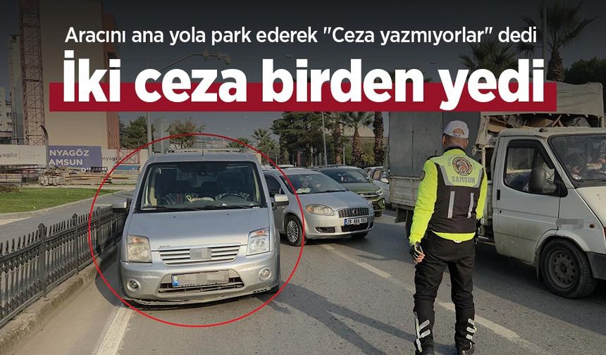 Aracını ana yola park ederek "Ceza yazmıyorlar" dedi: İki ceza birden yedi