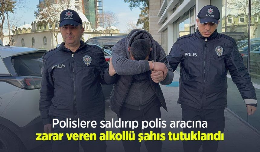 Polislere saldırıp polis aracına zarar veren alkollü şahıs tutuklandı