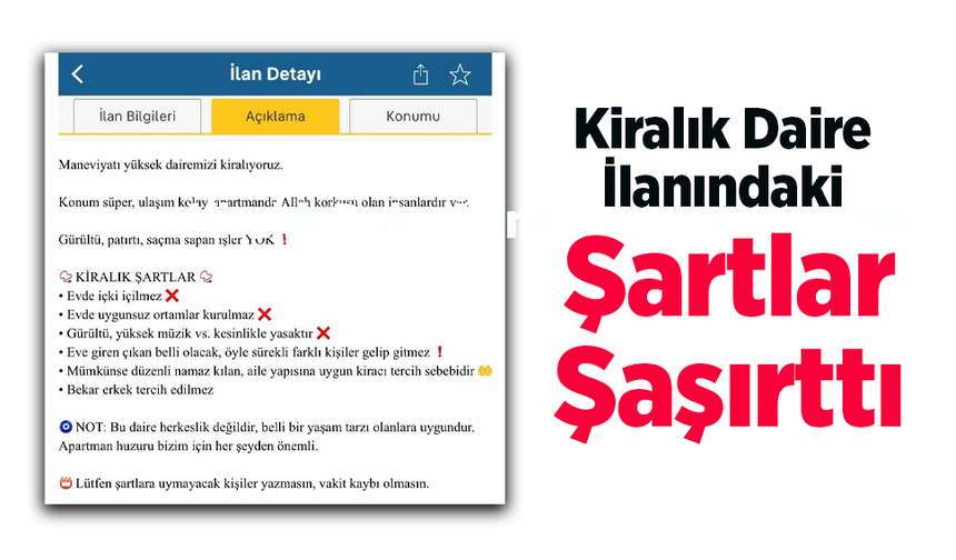 Kiralık daire ilanındaki şartlar şaşırttı