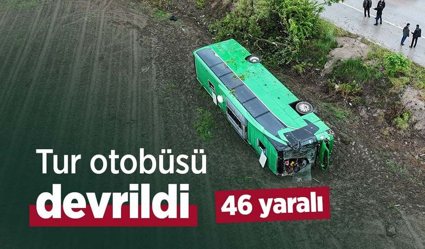Tur otobüsü devrildi: 46 yaralı