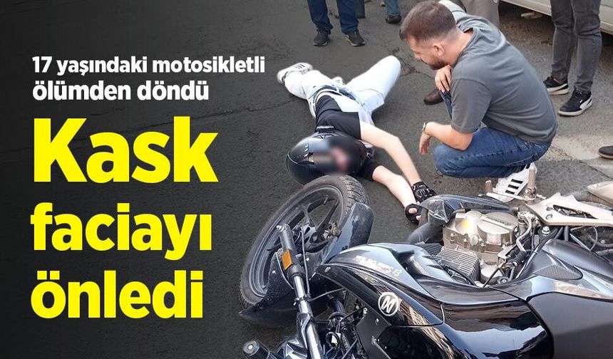 17 yaşındaki motosikletli ölümden döndü: Kask faciayı önledi