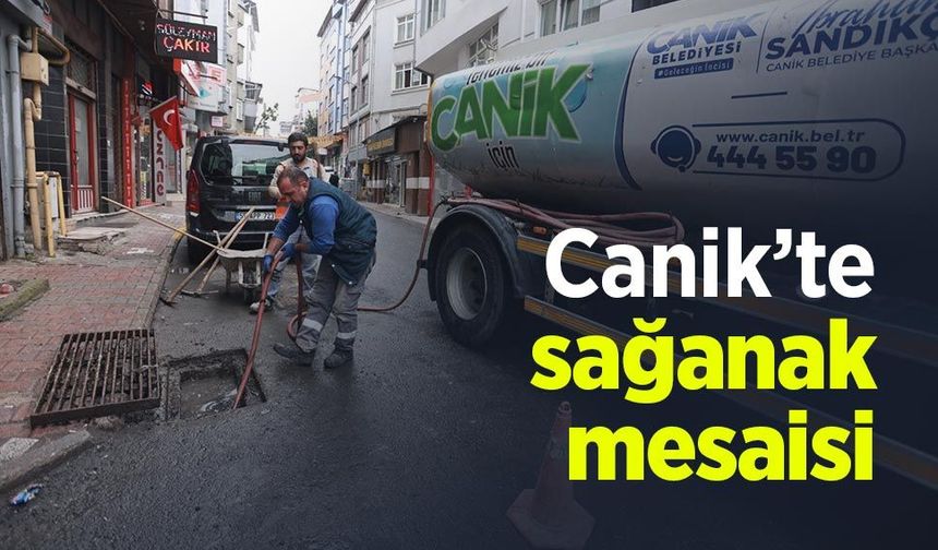 Canik’te sağanak mesaisi