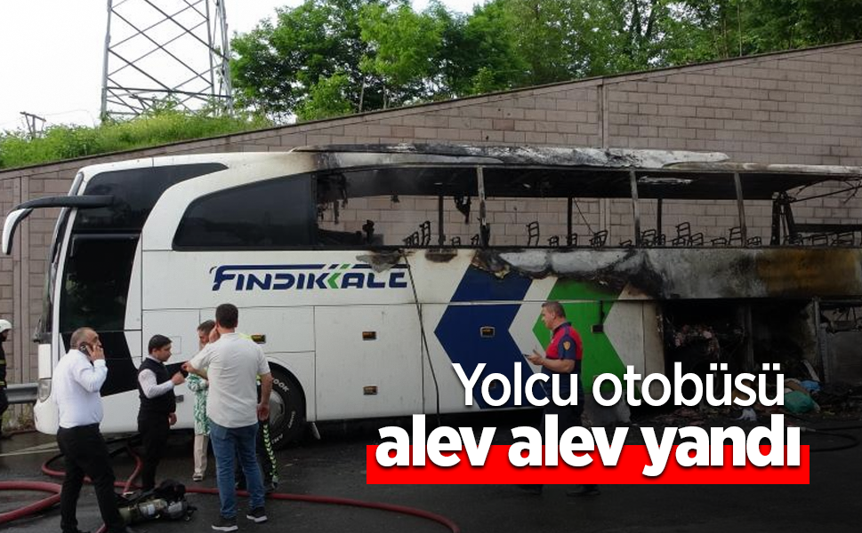Yolcu otobüsü alev alev yandı
