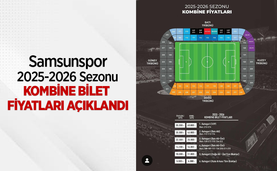 Samsunspor 2025-2026 kombine bilet fiyatları