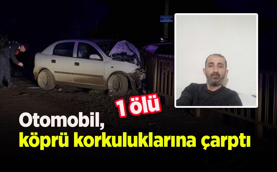 Otomobil, köprü korkuluklarına çarptı: 1 ölü