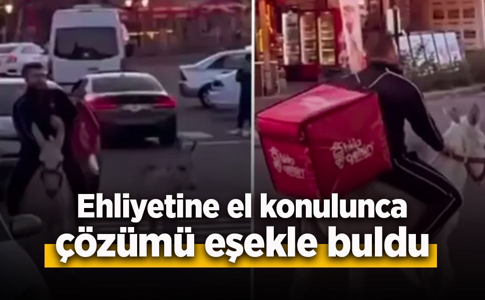 Ehliyetine el konulunca çözümü eşekle buldu