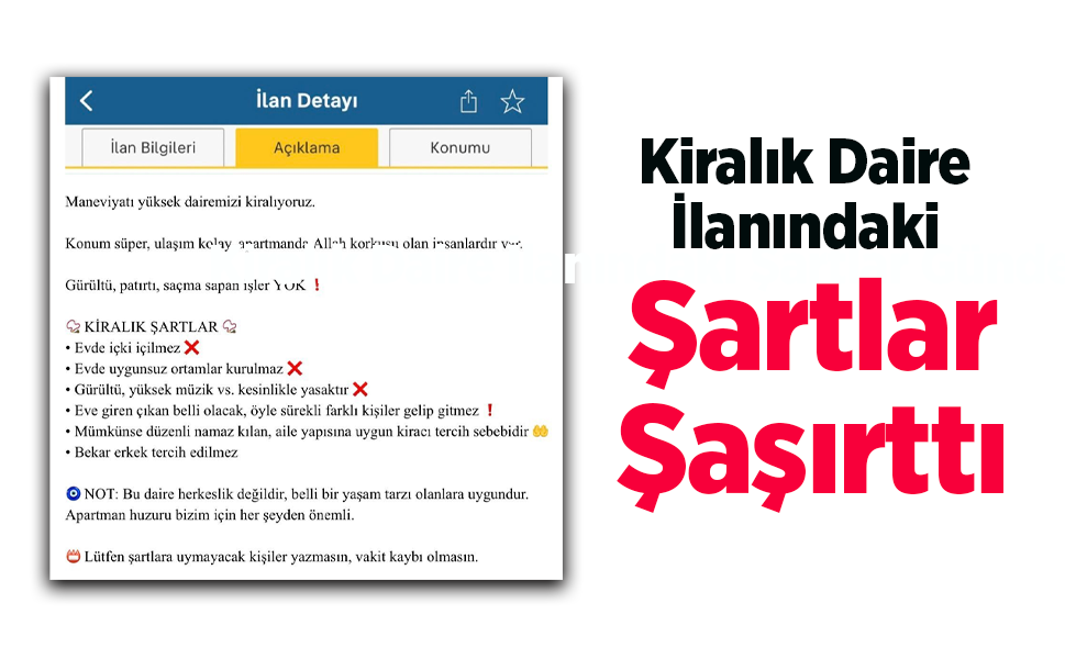 Kiralık daire ilanındaki şartlar şaşırttı