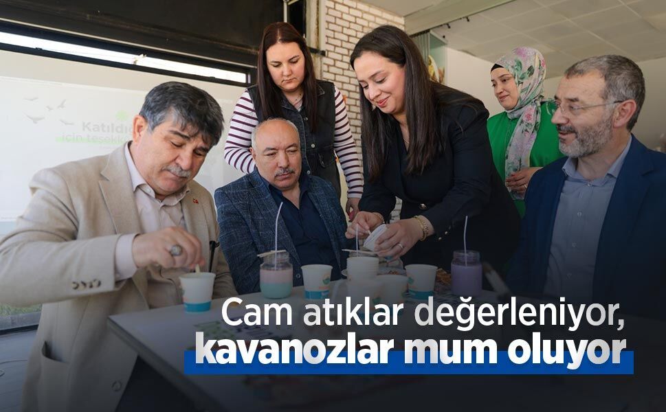 Cam atıklar değerleniyor, kavanozlar mum oluyor