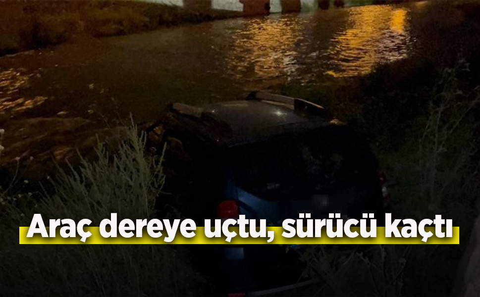 Araç dereye uçtu, sürücü kaçtı