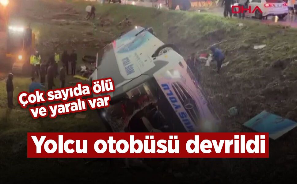 Yolcu otobüsü devrildi