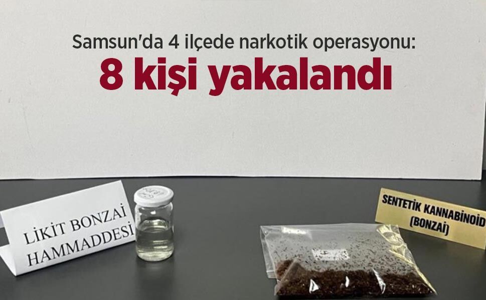 Samsun'da 4 ilçede narkotik operasyonu: 8 kişi yakalandı