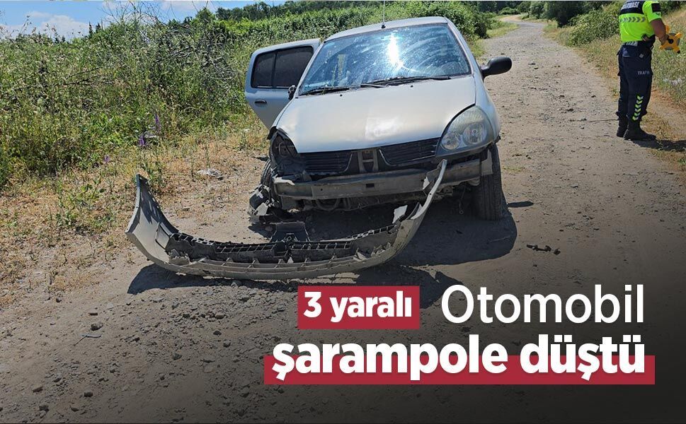 Otomobil şarampole düştü: 3 yaralı