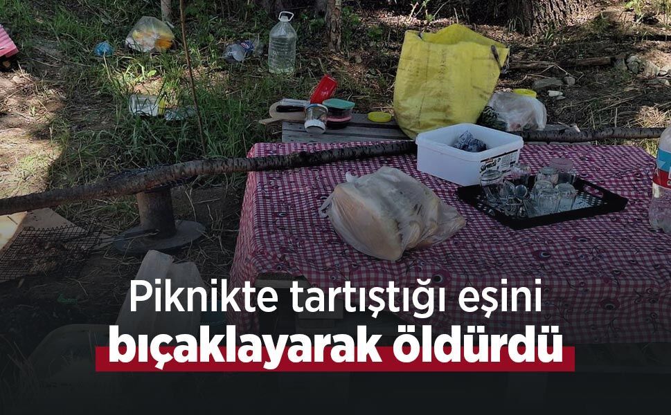 Piknikte tartıştığı eşini bıçaklayarak öldürdü