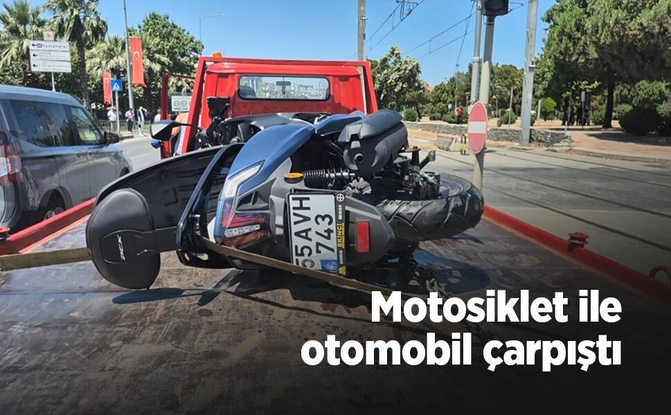 Motosiklet ile otomobil çarpıştı