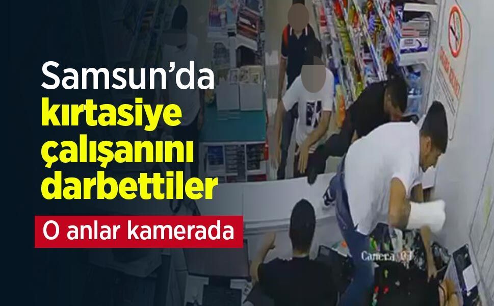 Kırtasiye çalışanını darbettiler; o anlar kamerada