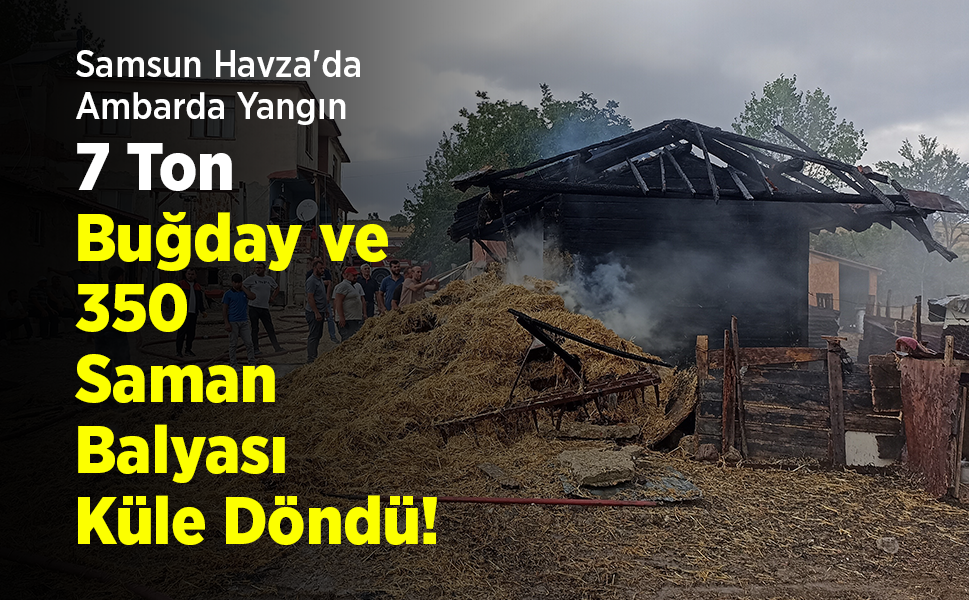 Samsun Havza'da Ambarda Yangın: 7 Ton Buğday ve 350 Saman Balyası Küle Döndü!